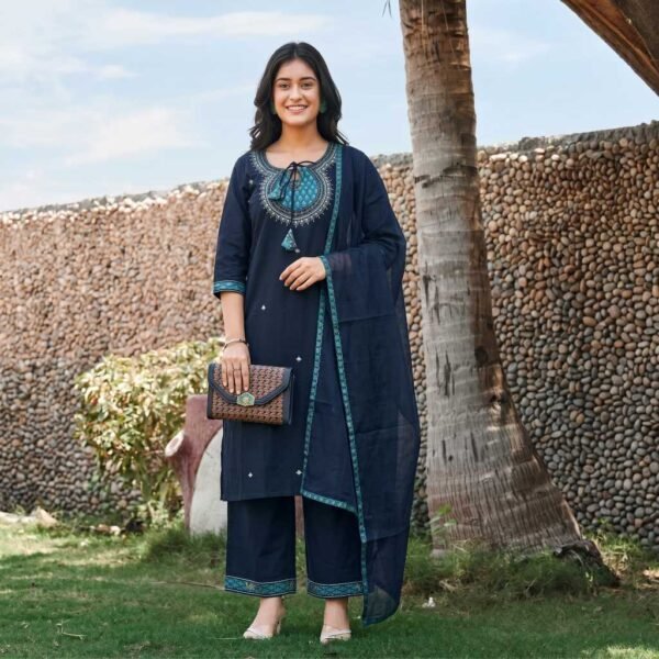 Navy Blue Stitched Suit