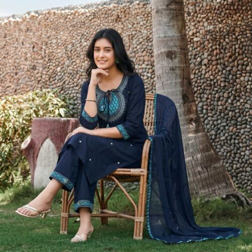 Navy Blue Stitched Suit