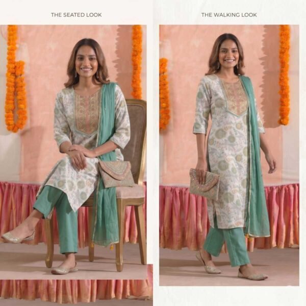 White Printed Stitched Suit