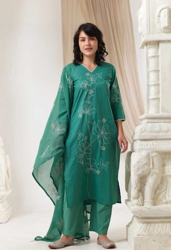Teal Green Stitched Suit