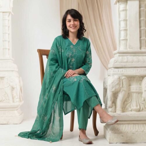 Teal Green Stitched Suit