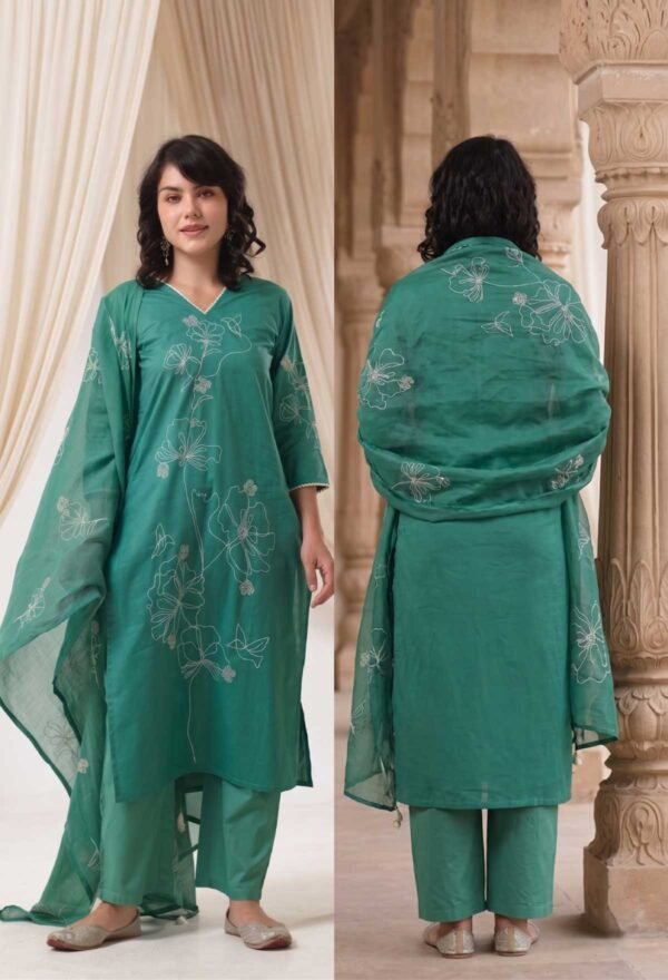 Teal Green Stitched Suit
