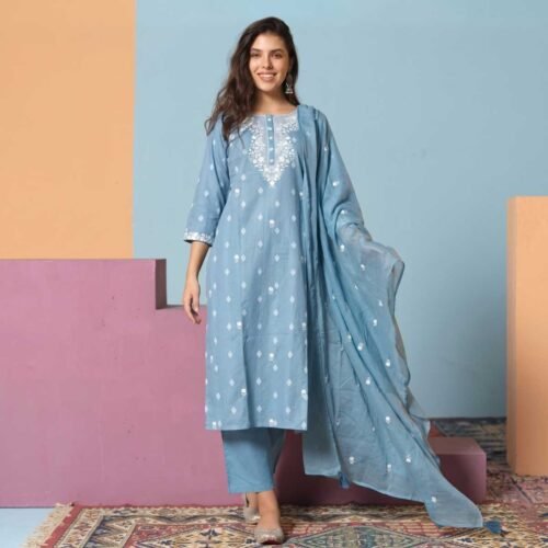 Sky Blue Stitched Suit