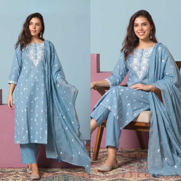 Sky Blue Stitched Suit