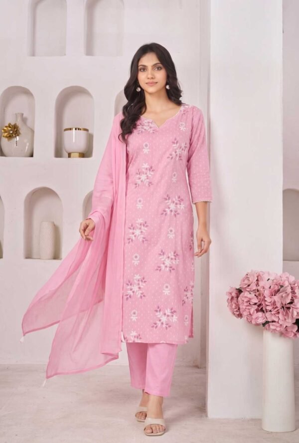 Pink Cotton Stitched Suit