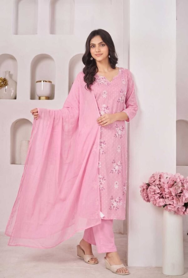 Pink Cotton Stitched Suit