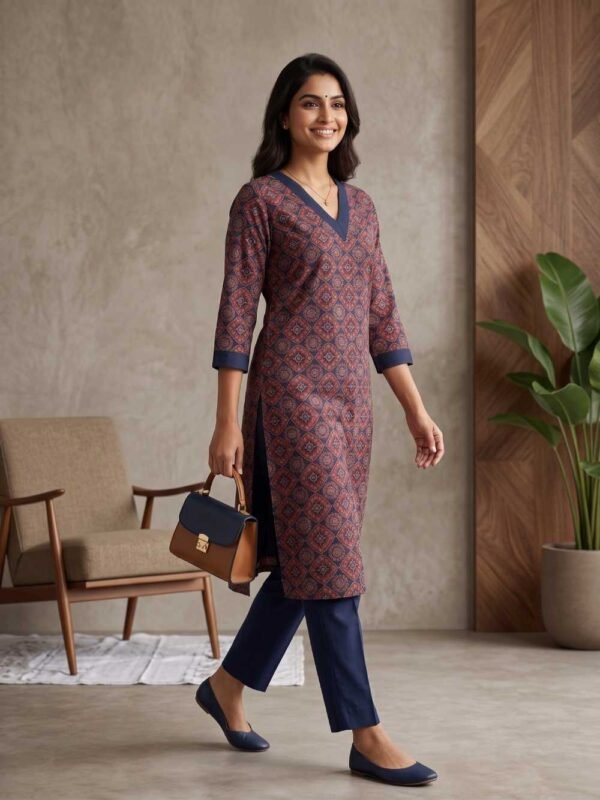 Ajrakh Print Pure Cotton Stitched Suit Blue