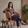 Ajrakh Print Pure Cotton Stitched Suit Blue