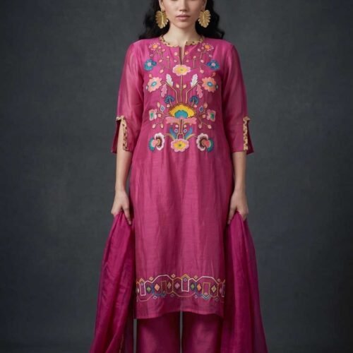 Magenta Pink Stitched Suit