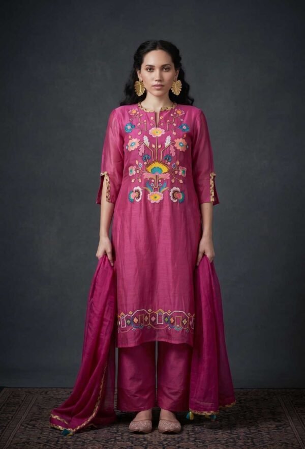 Magenta Pink Stitched Suit