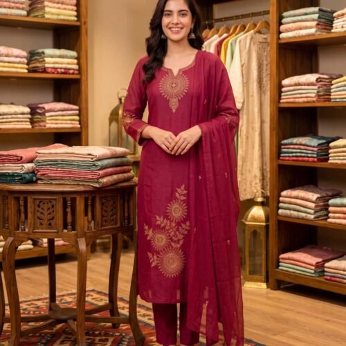 Maroon Stitched Suit