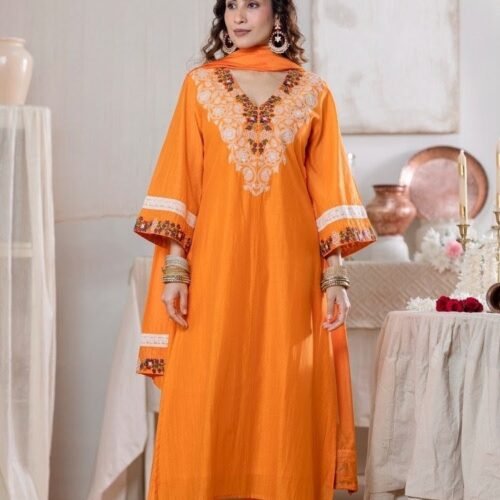 Orange Stitched Suit