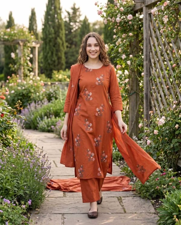 Rust Orange Stitched Suit