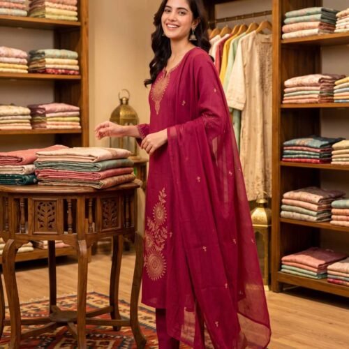 Maroon Stitched Suit