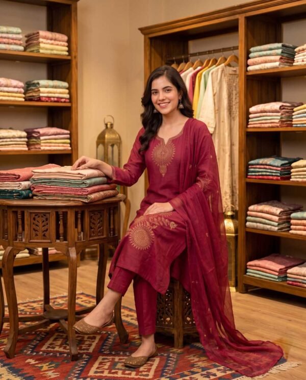 Maroon Stitched Suit