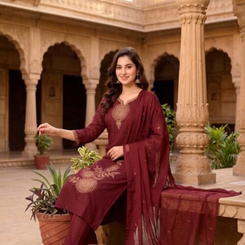 Wine Red Stitched Suit