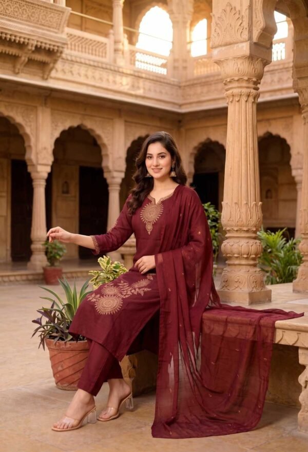 Wine Red Stitched Suit
