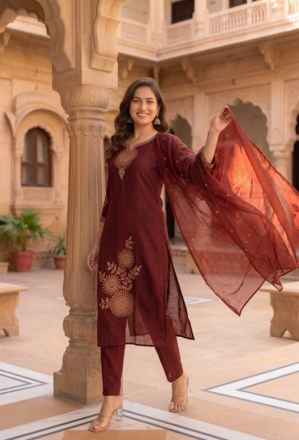 Wine Red Stitched Suit