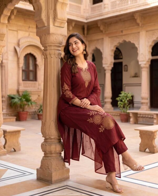 Wine Red Stitched Suit