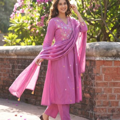 Lavender Pink Stitched Suit