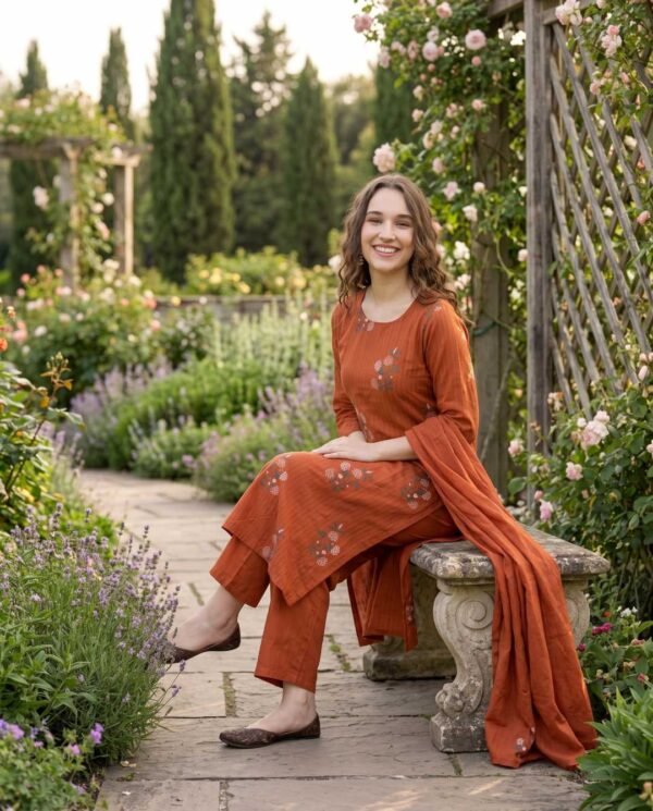 Rust Orange Stitched Suit
