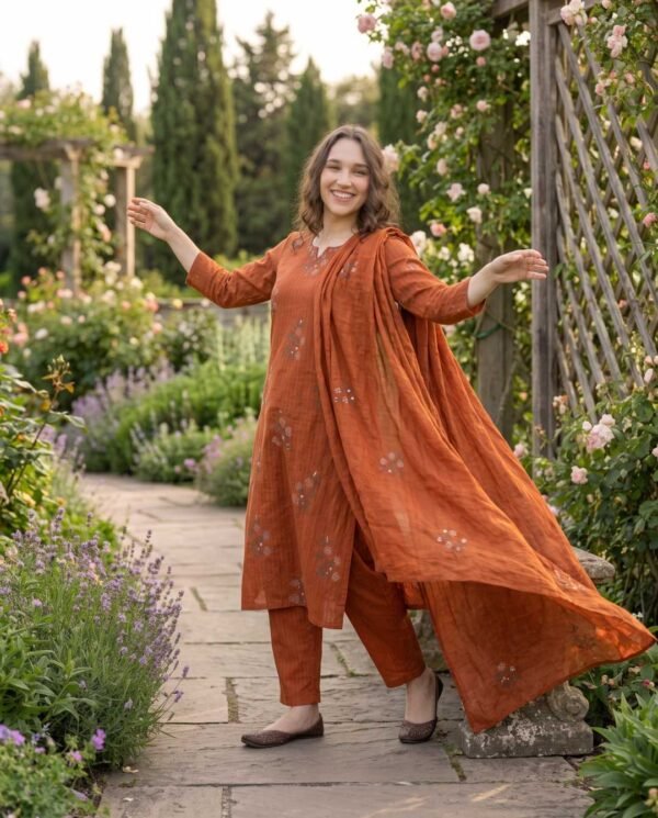 Rust Orange Stitched Suit