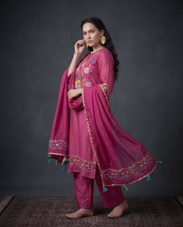 Magenta Pink Stitched Suit