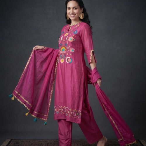Magenta Pink Stitched Suit