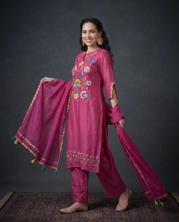 Magenta Pink Stitched Suit
