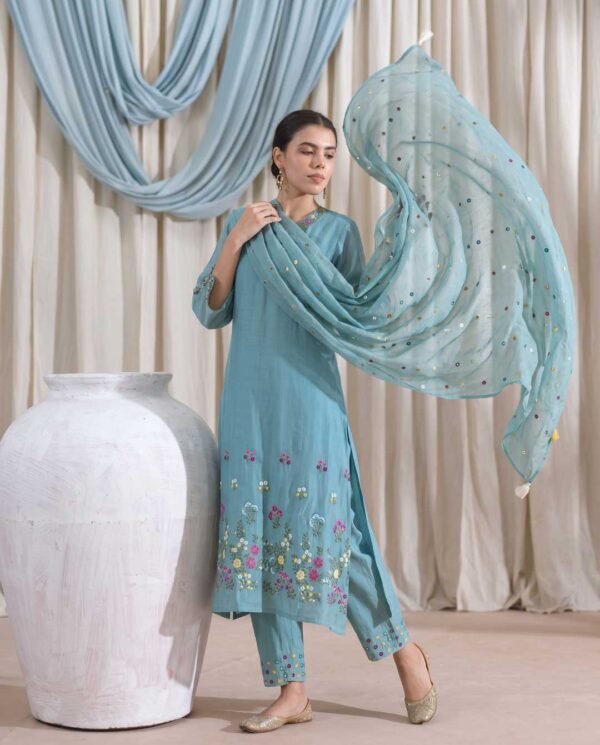 Aqua Blue Stitched Suit