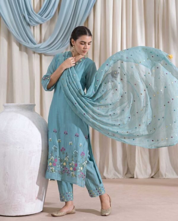 Aqua Blue Stitched Suit