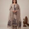 Taupe Jamdani Unstitched Suit