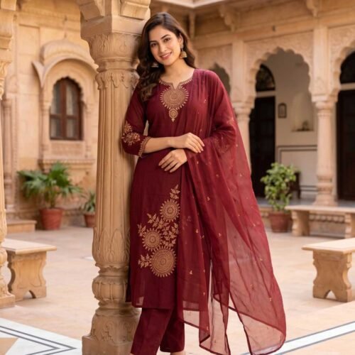 Wine Red Stitched Suit
