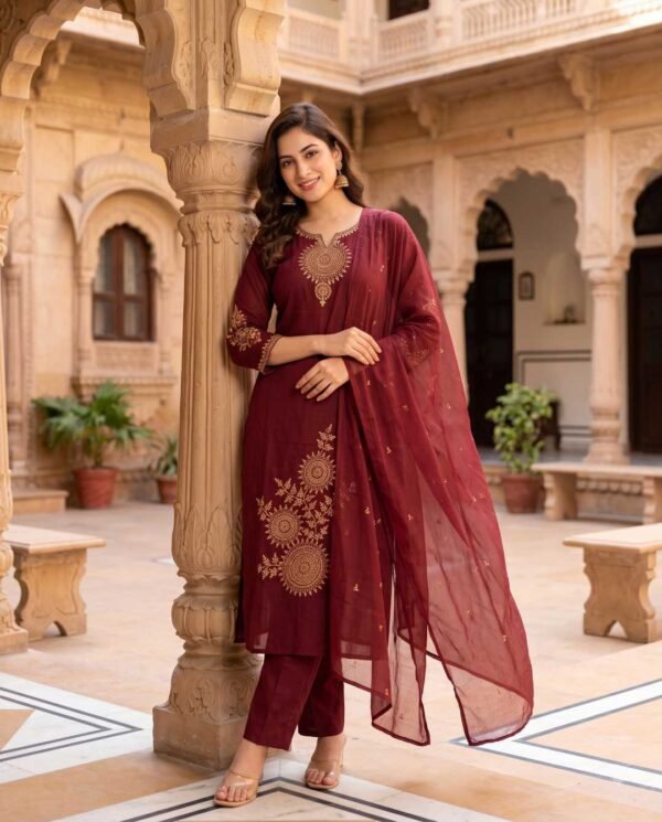 Wine Red Stitched Suit