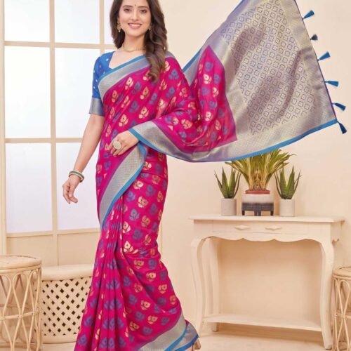 Rani Pink Silk Saree