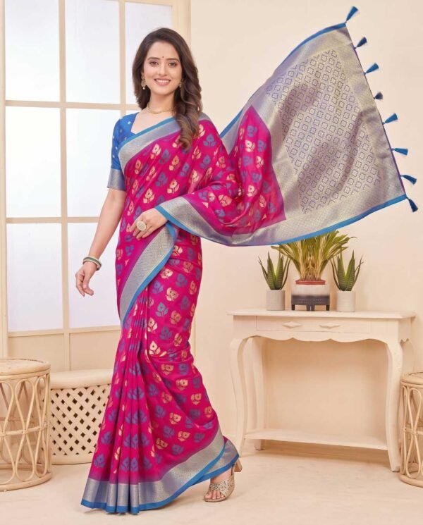 Rani Pink Silk Saree