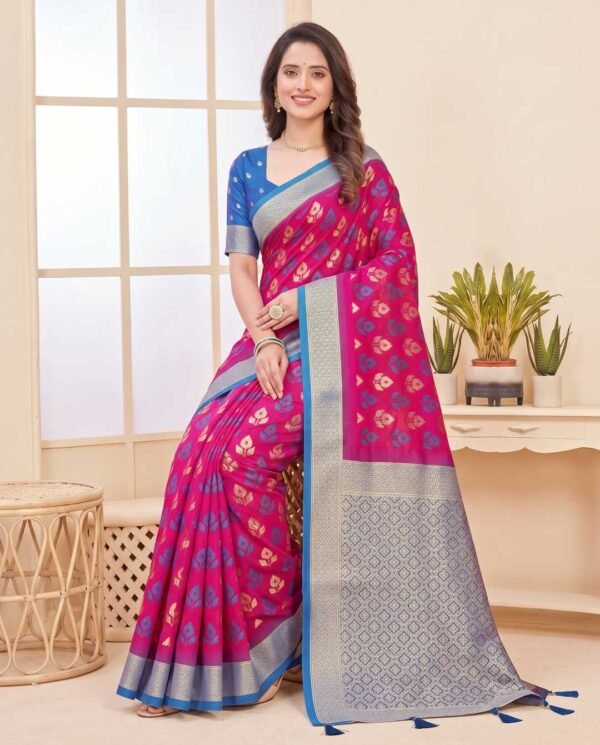 Rani Pink Silk Saree