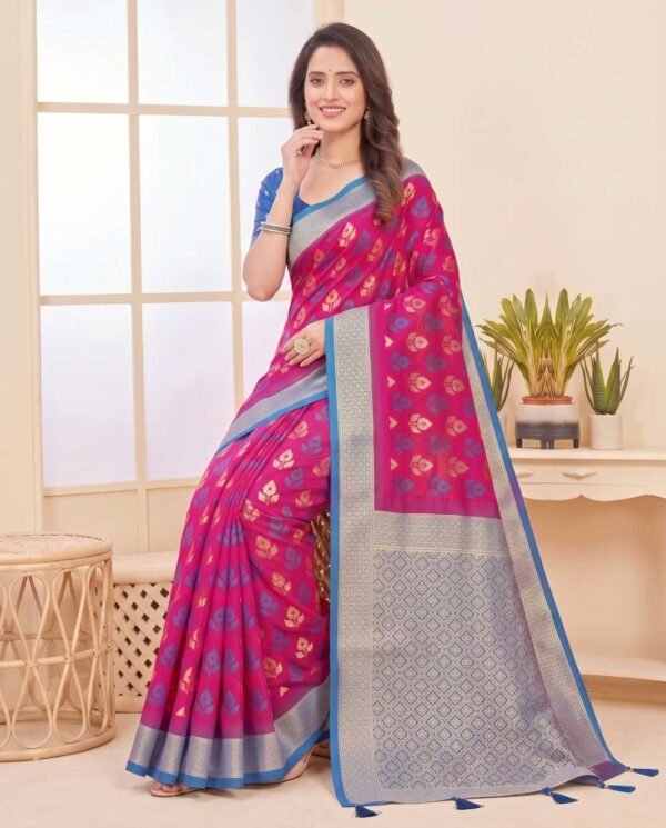 Rani Pink Silk Saree