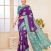 Purple & Turquoise Silk Saree