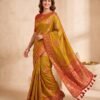 Mustard and red silk saree