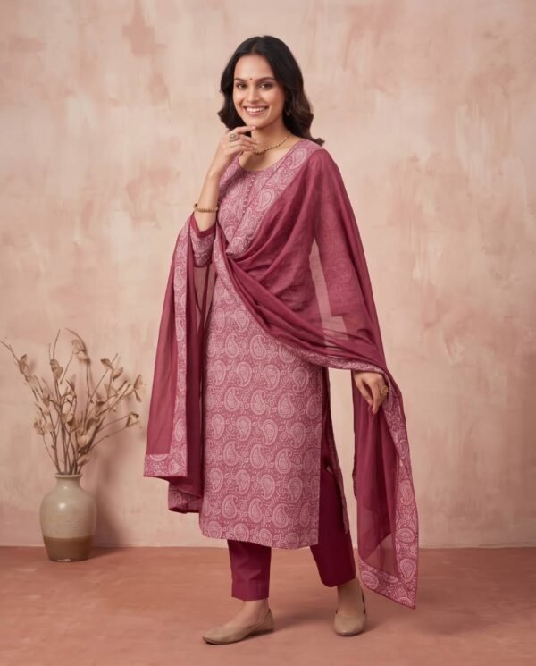 Maroon Pure Cotton Unstitched Suit