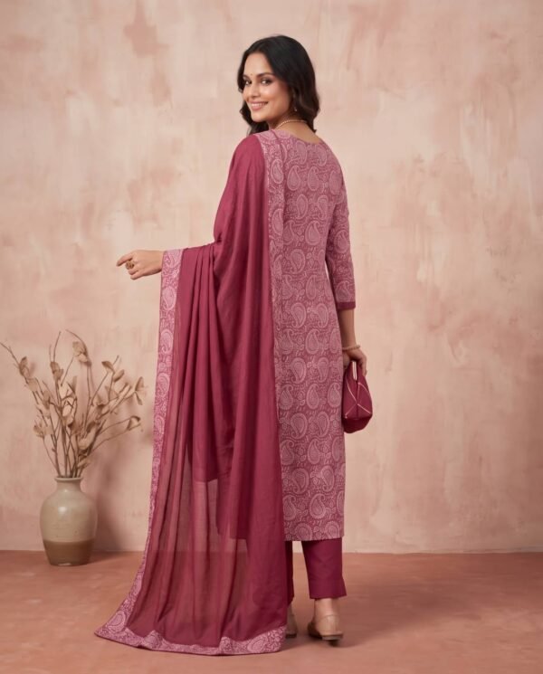 Maroon Pure Cotton Unstitched Suit