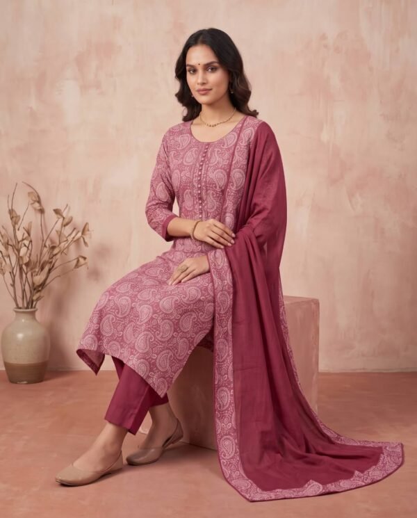 Maroon Pure Cotton Unstitched Suit