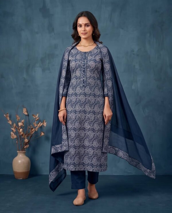 Indigo Unstitched Suit Indigo Pure Cotton Unstitched Suit