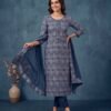 BS002463-2(1) Indigo Pure Cotton Unstitched Suit