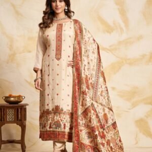 Ivory Silk Unstitched Suit