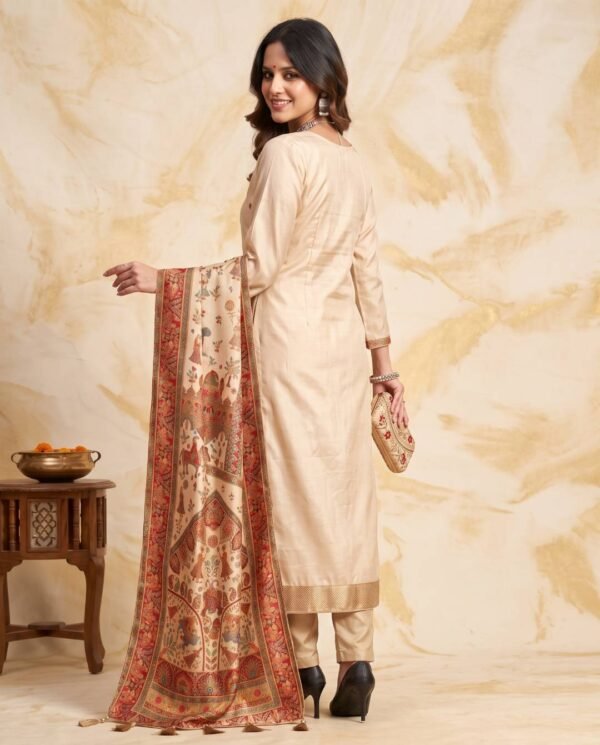 BS002464-1(3) Ivory Silk Unstitched Suit