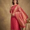 BS002466-1(1) Red Tusser Silk Unstitched Suit