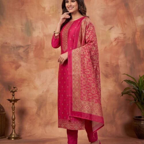 Rani Pure Tusser Silk Unstitched Suit