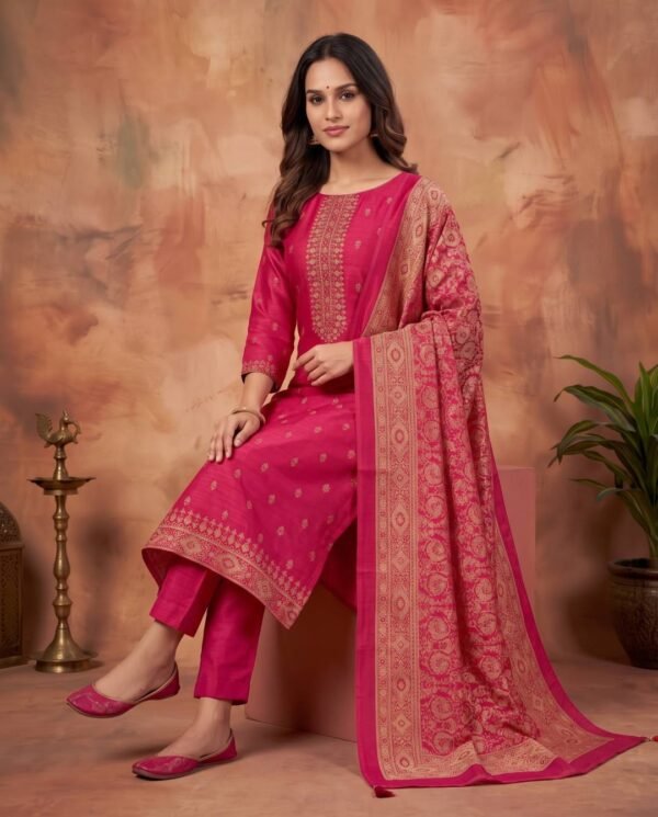 BS002466-2(3) Rani Pure Tusser Silk Unstitched Suit